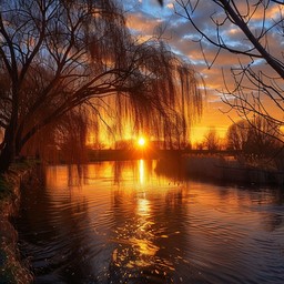 Free Sunset Lake View Image - Sunset, Lake, Willow | Download at StockCake