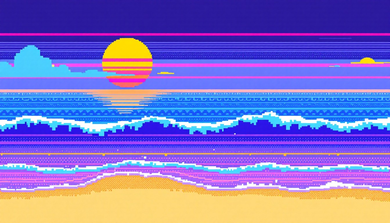Free Retro Beach Pixels Image - Pixel, Retro, Beach | Download at StockCake