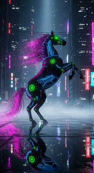 Free Cybernetic Horse Rising Image - Cyberpunk, Horse, Neon | Download ...