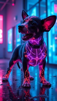 Perro Neon Free Neon Cyber Pup Image - Cyberpunk, Puppy, Neon | Download at StockCake