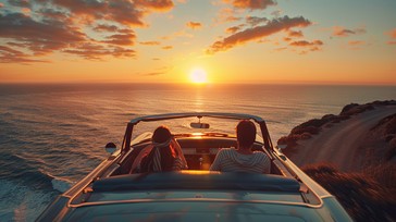 Free Sunset Road Trip Image - Sunset, Ocean, Couple | Download at StockCake
