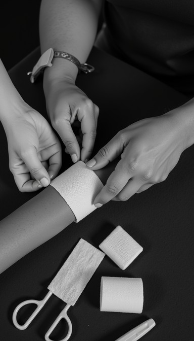 Free Compassionate First Aid Image - Bandaging, Monochrome, Medical ...