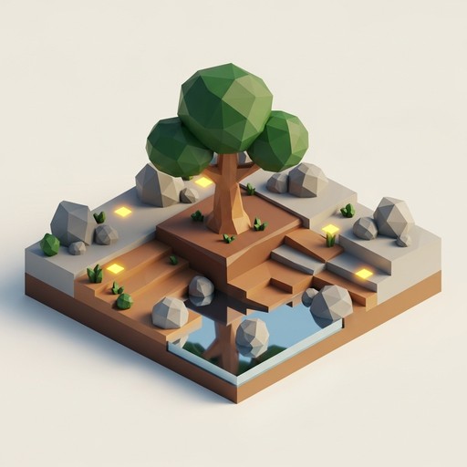 Isometric Rocks Diorama Download Isometric Nature Diorama Image - Mountain, River, Forest ...