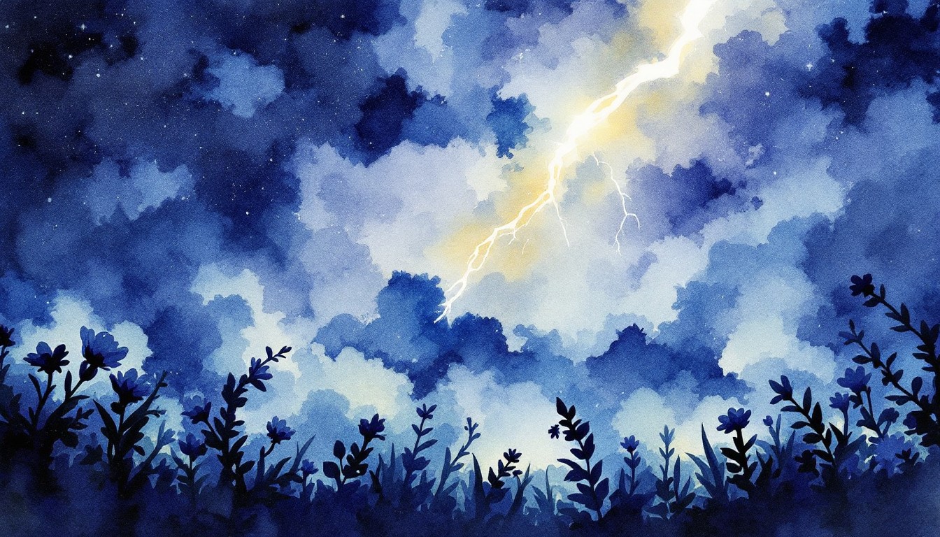 Free Lightning Illuminates Garden Image - Watercolor, Lightning, Storm ...