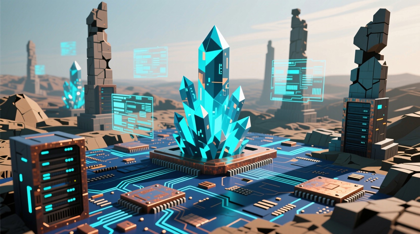 Free Cyber Crystal Archaeology Image - Digital, Crystal, Ruins ...