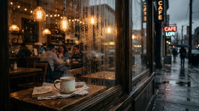 Free Rainy Cafe Glow Image - Cafe, Coffee, Rain | Download at StockCake