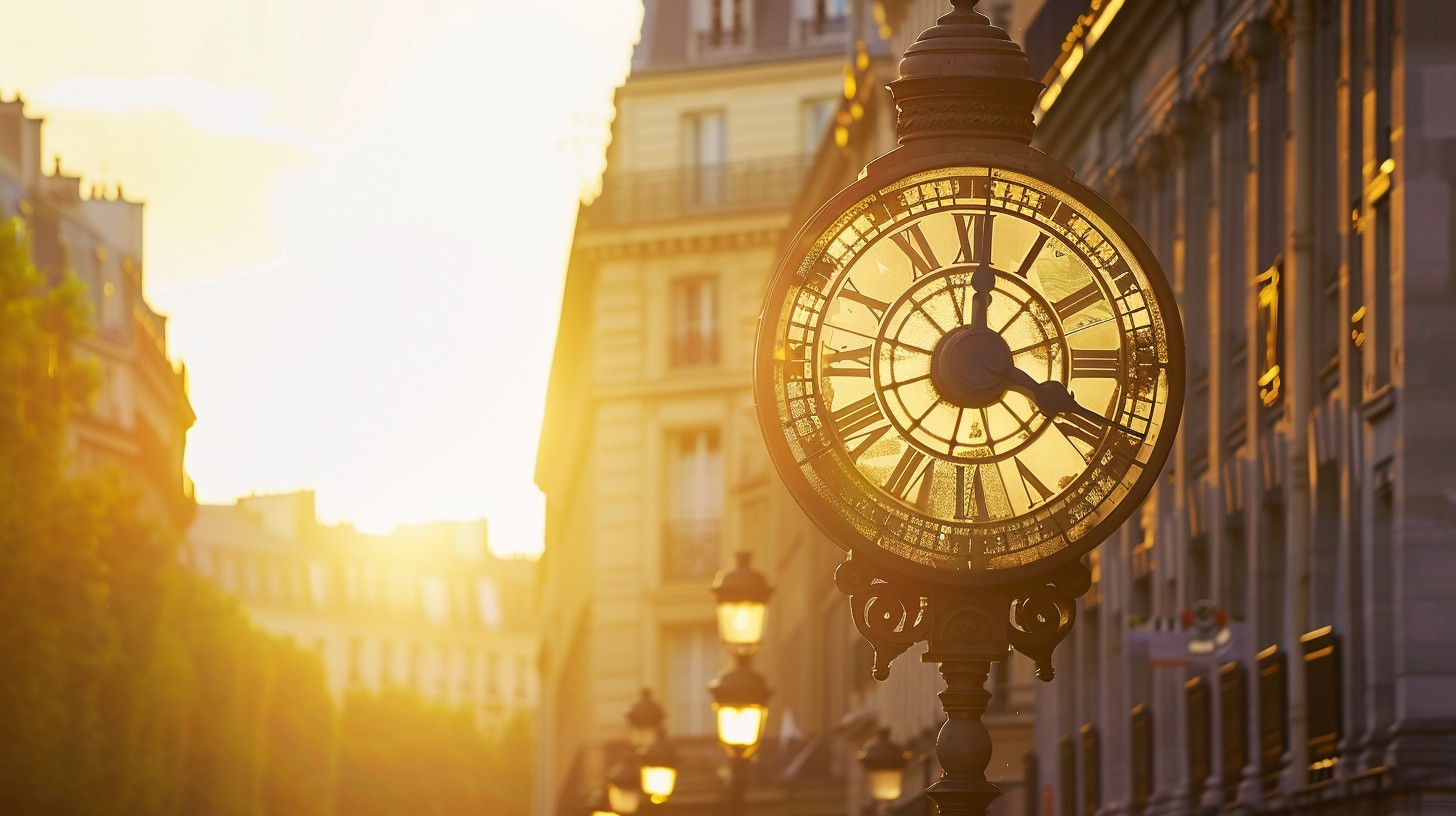 Free Sunlit City Clock Image - Clock, Sunset, Urban | Download at StockCake