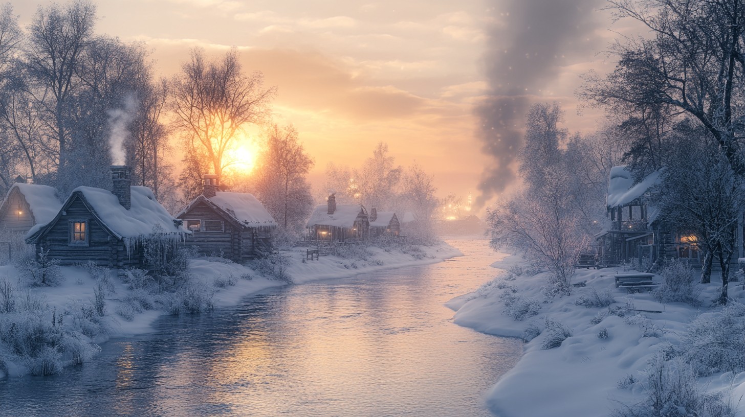 Free Snowy Village Sunset Image - Snow, Sunset, Village | Download at ...