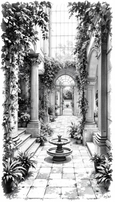 Free Garden Atrium Sketch Image - Sketch, Pencil, Graphite | Download ...