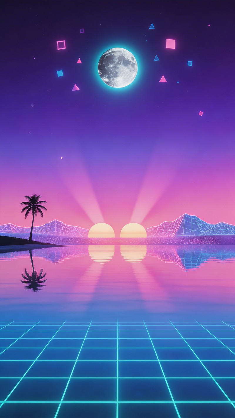 Sunset Image Neon Free Neon Sunset Paradise Image - Synthwave, Vaporwave, Neon | Download ...