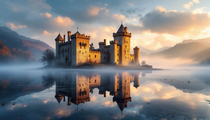 Free Misty Castle Morning Image - Castle, Mist, Sunrise | Download at ...