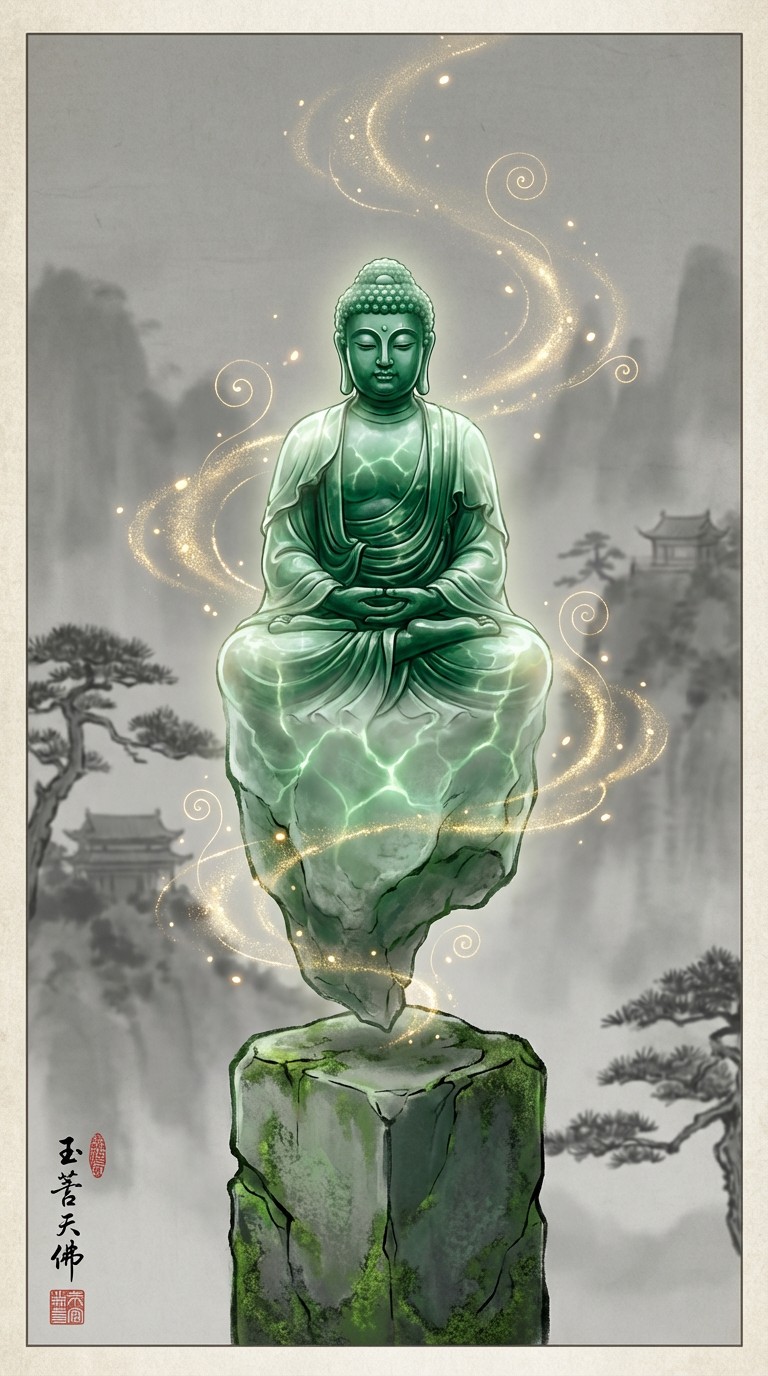 昇りゆく翡翠の仏像の画像をダウンロード - 仏像, 翡翠, 瞑想 | StockCake