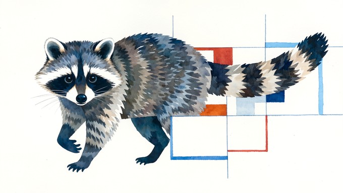 Abstract Racoon Body Free Geometric Raccoon Art Image - Raccoon, Watercolor, Geometric ...