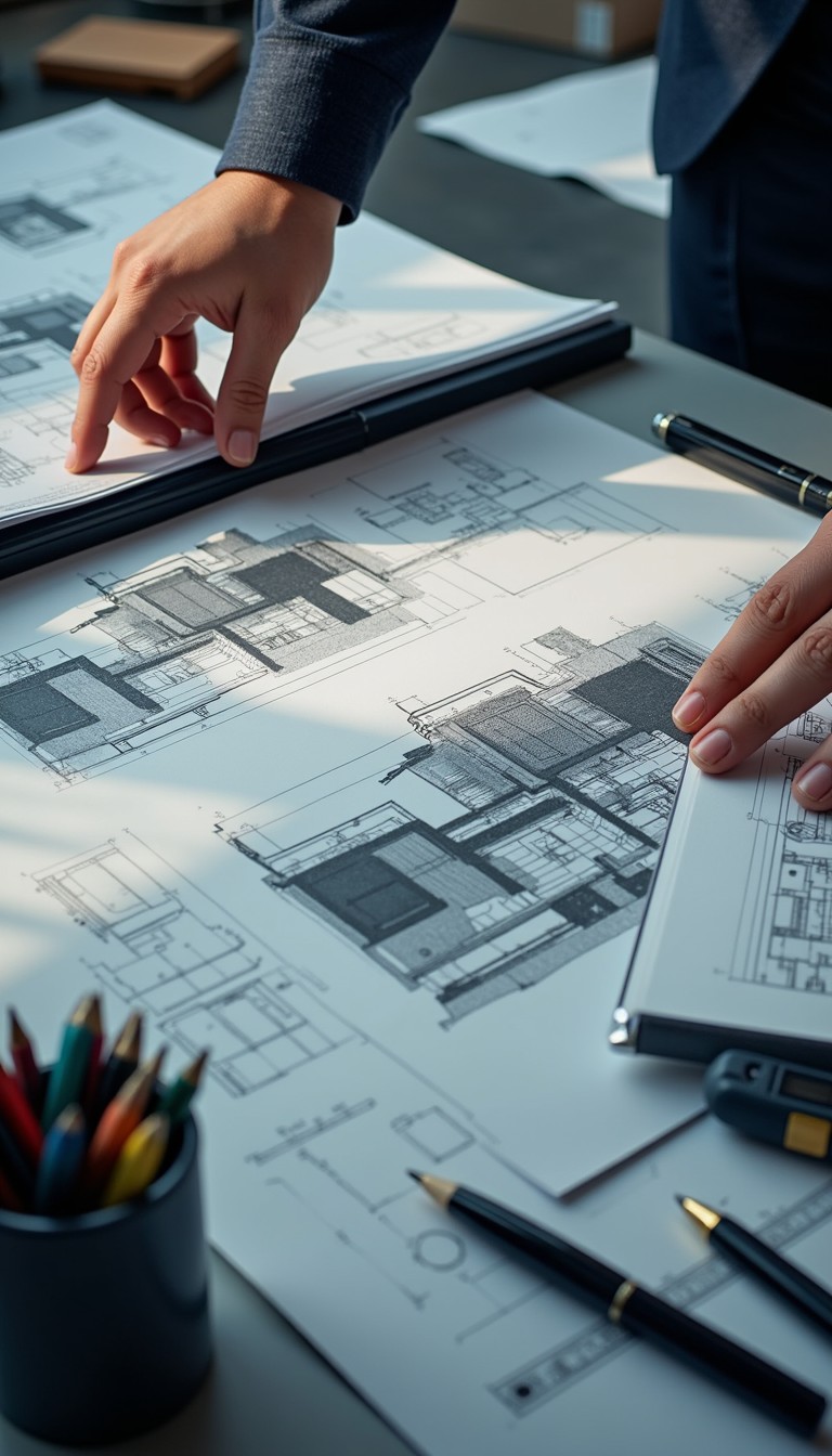 Free Architectural Design Workspace Image - Blueprints, Architectural ...