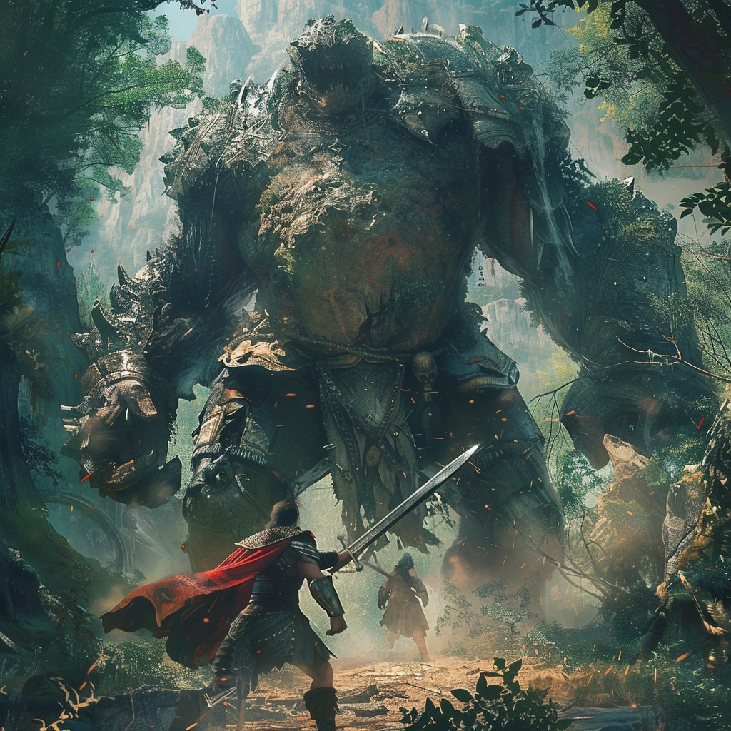 Free Epic Forest Battle Image - Fantasy, Knight, Giant | Download at ...
