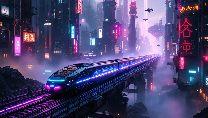 Free Cyberpunk Cargo Train Image - Cyberpunk, Train, Futuristic ...