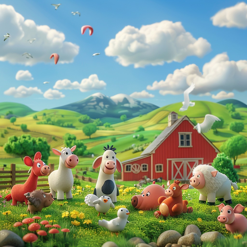 Free Idyllic Farm Scene Image - Farm, Animals, Colorful | Download at ...