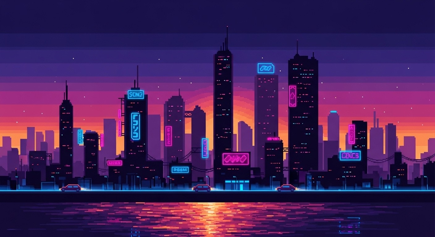 Free Neon Pixel Skyline Image - Cityscape, Neon, Skyline | Download at ...