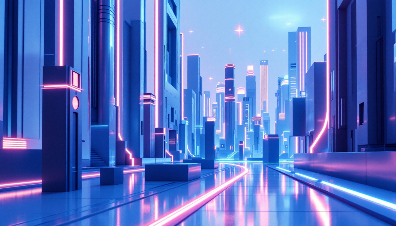 Free Neon Geometric Metropolis Image - Cyberpunk, Futuristic, Minimal ...