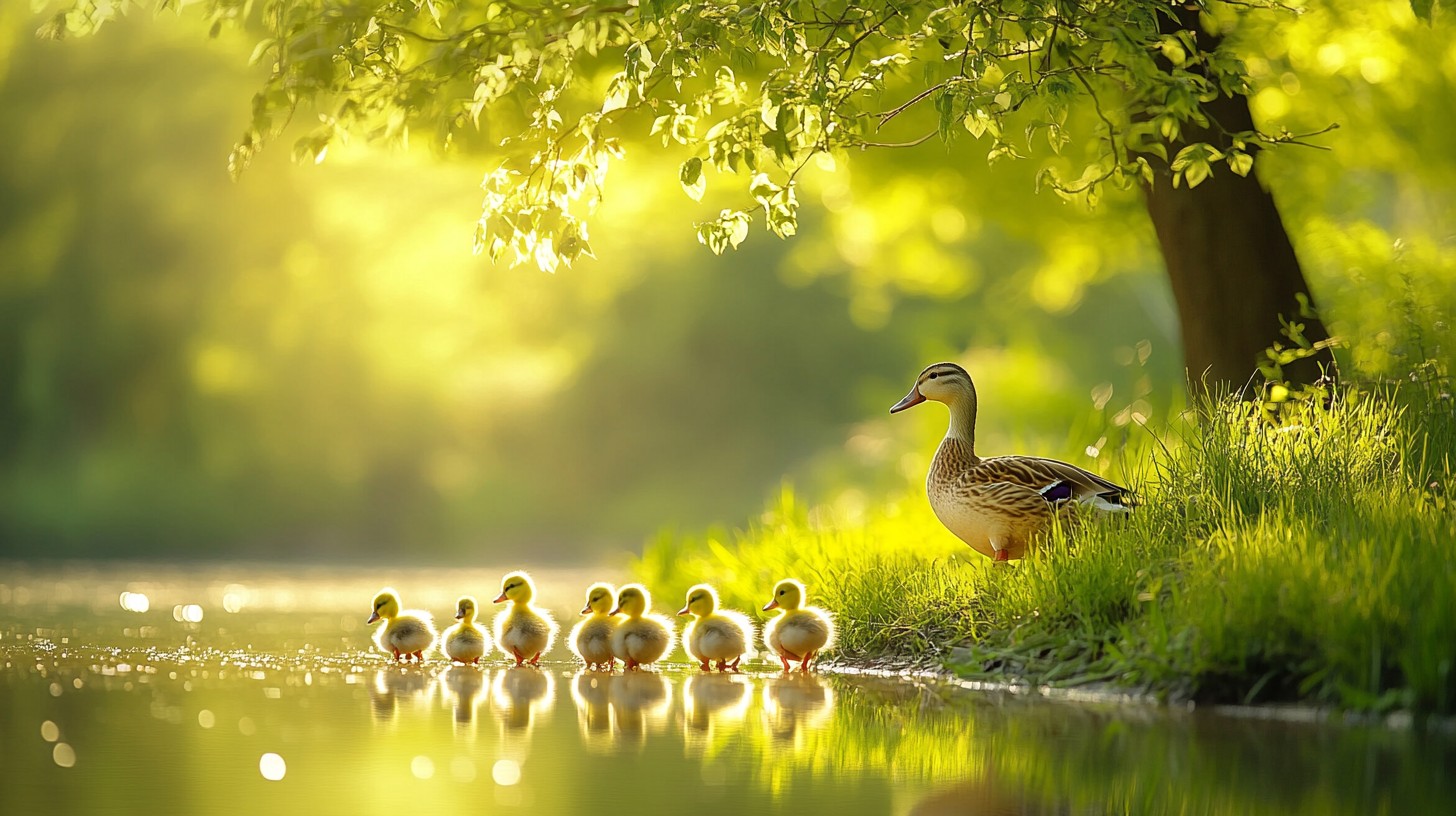 Free Ducklings First Swim Photo Duck Ducklings Water Download At