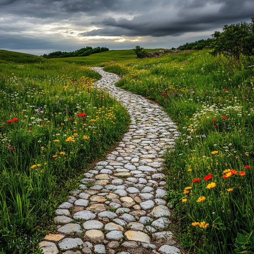 Free Cobbled Pathway Outdoors Image - Pathway, Meadow, Wildflowers ...