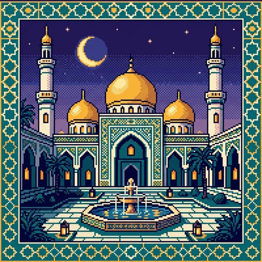 Download Pixel Mosque Twilight Image - Pixel, Mosque, Retro | StockCake