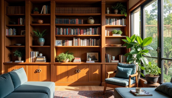 Timber Fitted Library Free Sunlit wooden library Image - Bookcase, Library, Wooden | Download ...