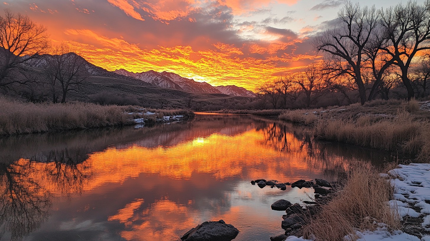 Free Sunset over river Image - Sunset, River, Reflection | Download at ...