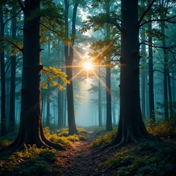 Free Enchanted Forest Path Image - Forest, Misty, Sunbeams | Download ...