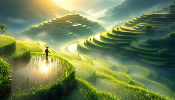 Free Sunrise Rice Terraces Image - Sunrise, Terraces, Rice | Download ...