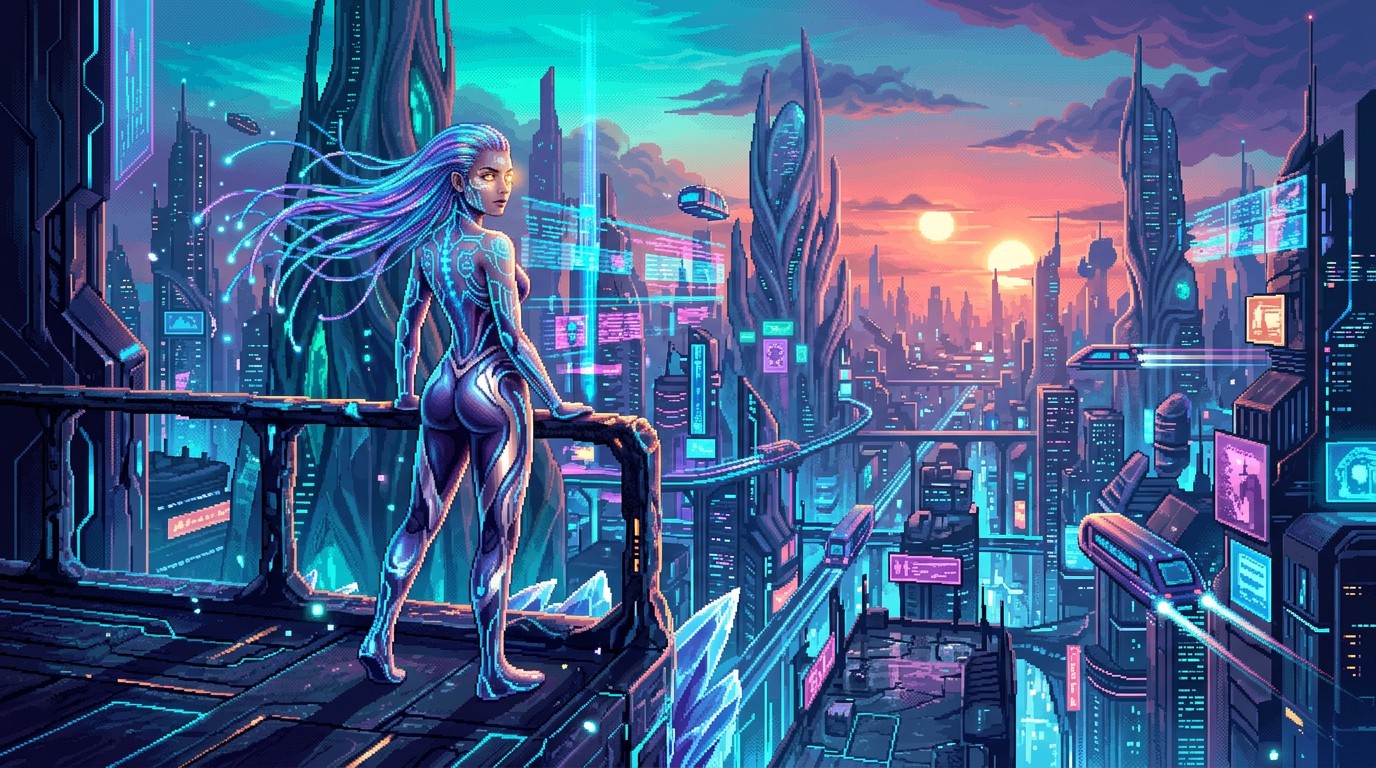 Free Cyborg City Sunset Image - Futuristic, Cyborg, Transhuman ...