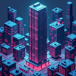 Free Neon Pixel Metropolis Image - Isometric, Pixel, Cyberpunk ...