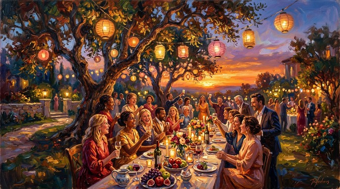 Free Golden Hour Feast Image - Celebration, Garden, Sunset | Download ...
