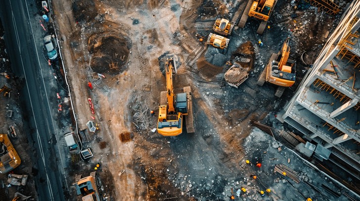 Free Busy construction site Image - Construction, Aerial, Machinery ...