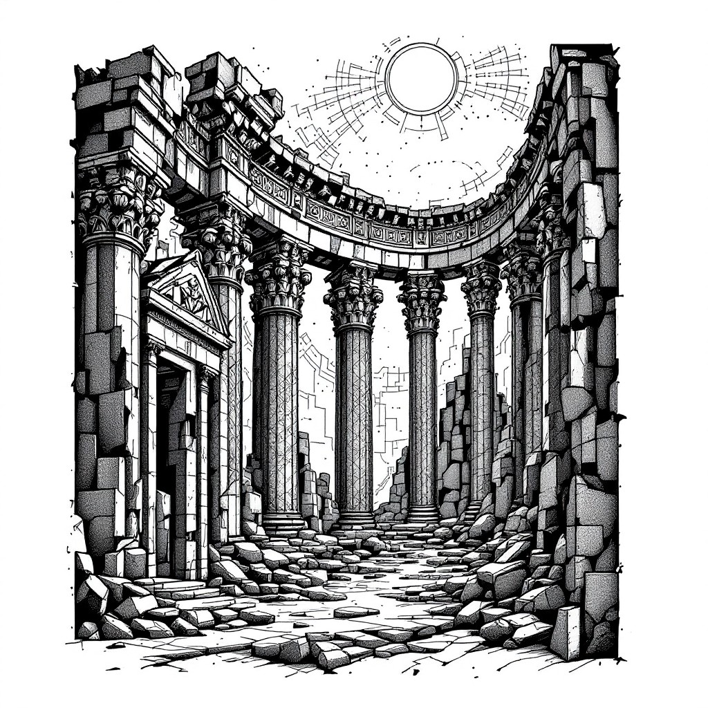 Free Geometric Ruins Design Image - Blackwork, Tattoo, Geometric ...