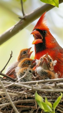 Free Cardinal Feeding Chicks Image - Cardinal, Chicks, Feeding ...