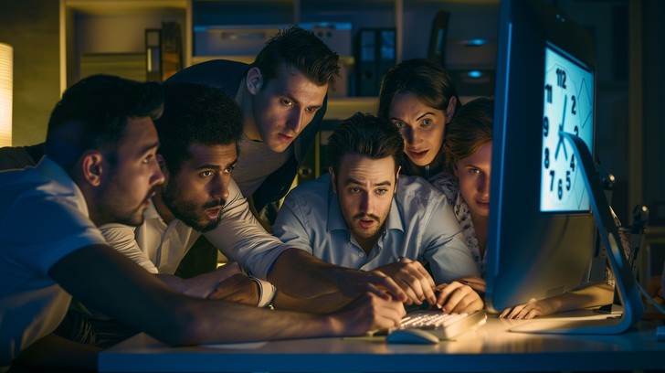 Team Around Computer Free Focused Teamwork Session Image - Technology, Teamwork, Data ...