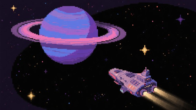 Free Cosmic Pixel Voyage Image - Spaceship, Spacecraft, Planet ...