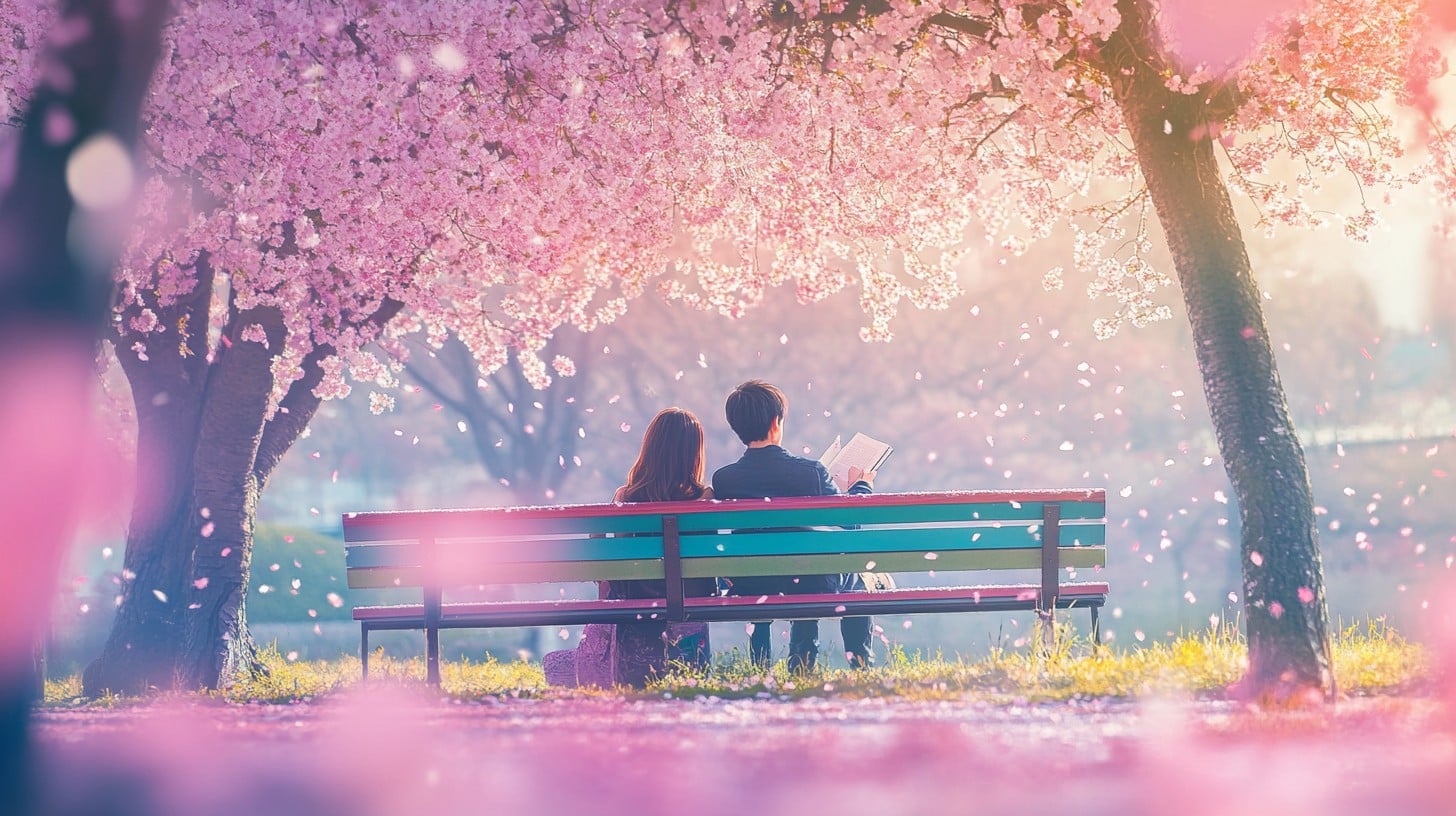 Free Romantic Blossom View Image - Anime, Couple, Cherry Blossoms