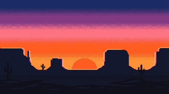 Free Desert Sunset Pixels Image - Desert, Sunset, Pixel | Download at ...