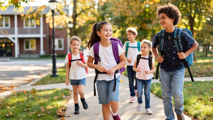 Free Sunrise School Walk Image - Sunrise, Children, Walking | Download ...