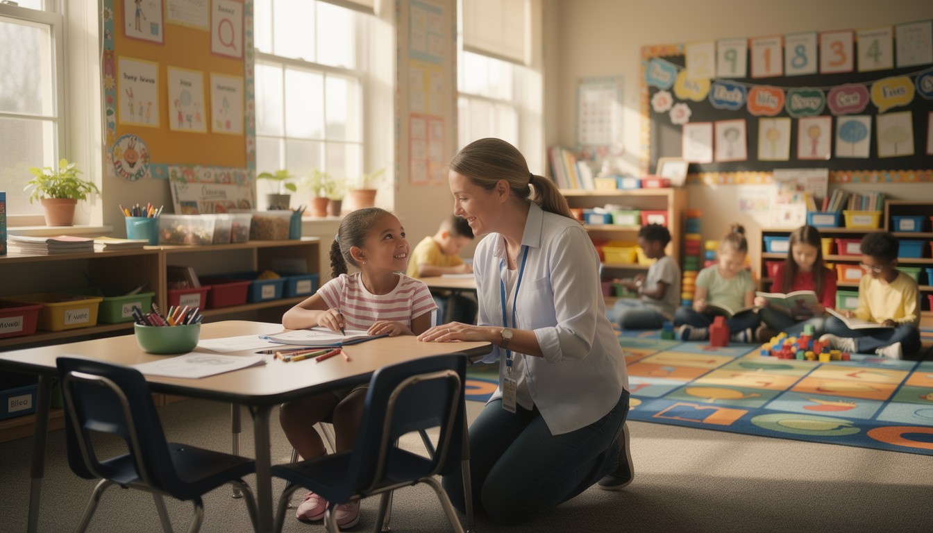 Free Caring Classroom Moment Image - Teacher, Student, Classroom ...