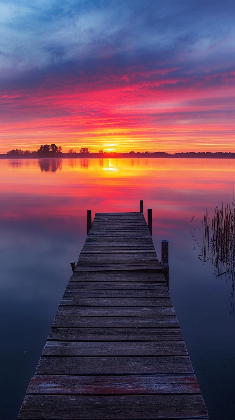 Free Sunset Lake Pier Image - Sunset, Lake, Pier | Download at StockCake