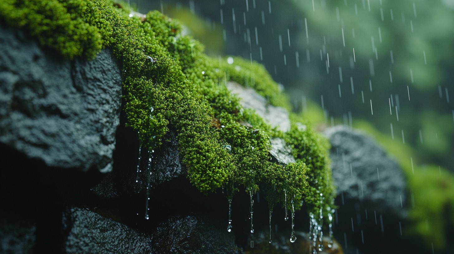 Free Rainy mossy rocks Photo - Rain, Moss, Rocks | Download at StockCake