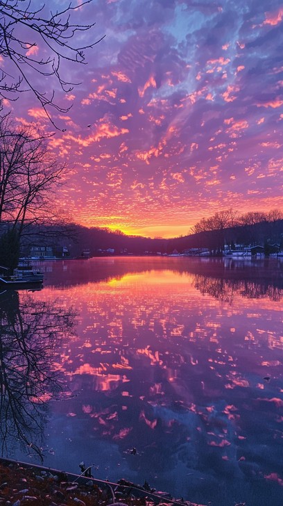 Free Sunset over lake Image - Sunset, Lake, Trees | Download at StockCake