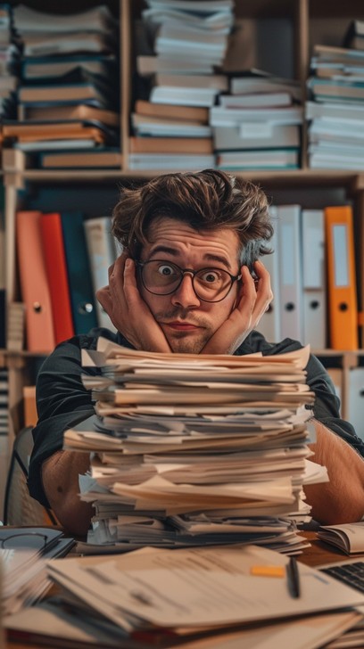 Work Is Overwhelming Free Overwhelmed Office Worker Image - Office, Stress, Paperwork ...