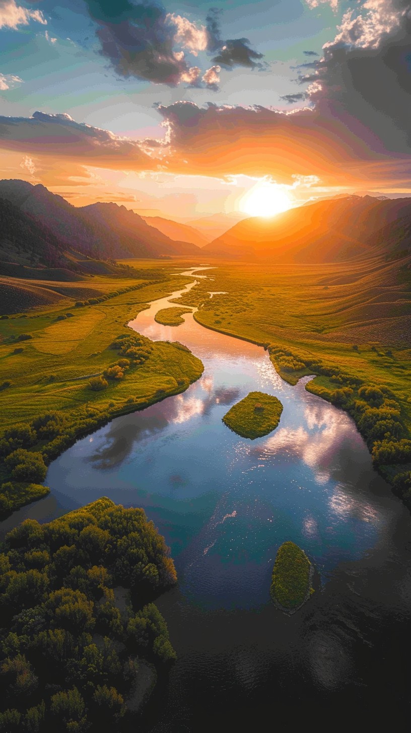 Free Sunset River View Image - Sunset, River, Valley | Download at ...