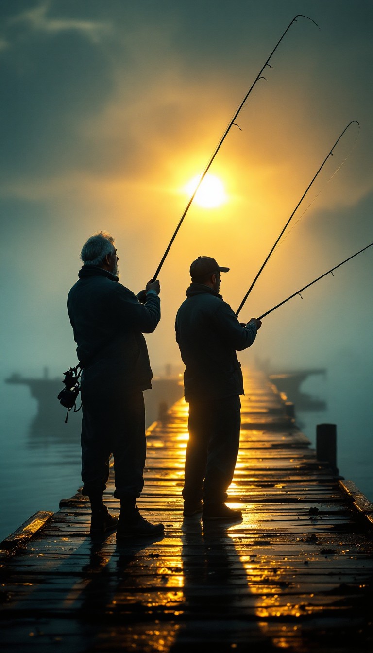 Fishing Visual Free Dawn Fishing Silhouettes Image - Fishing, Silhouettes, Dawn ...