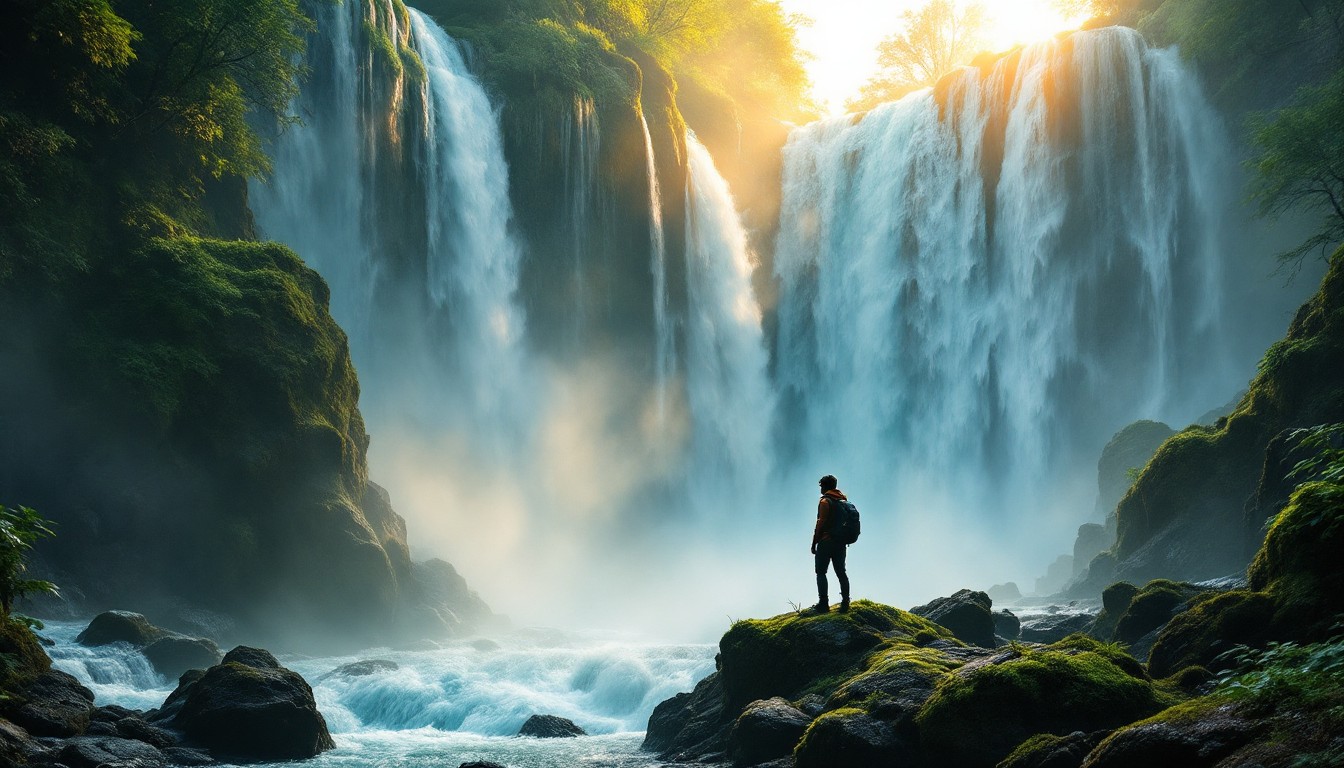 Explor Waterfall Free Waterfall Explorer Standing Image - Waterfall, Adventure, Explorer ...