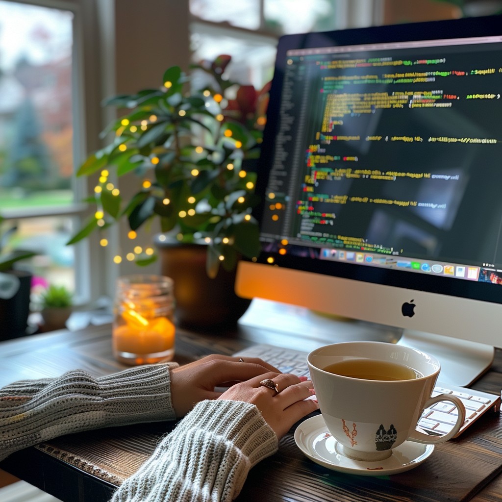 Free Cozy Coding Session Photo Cozy Coding Tea Download At Stockcake